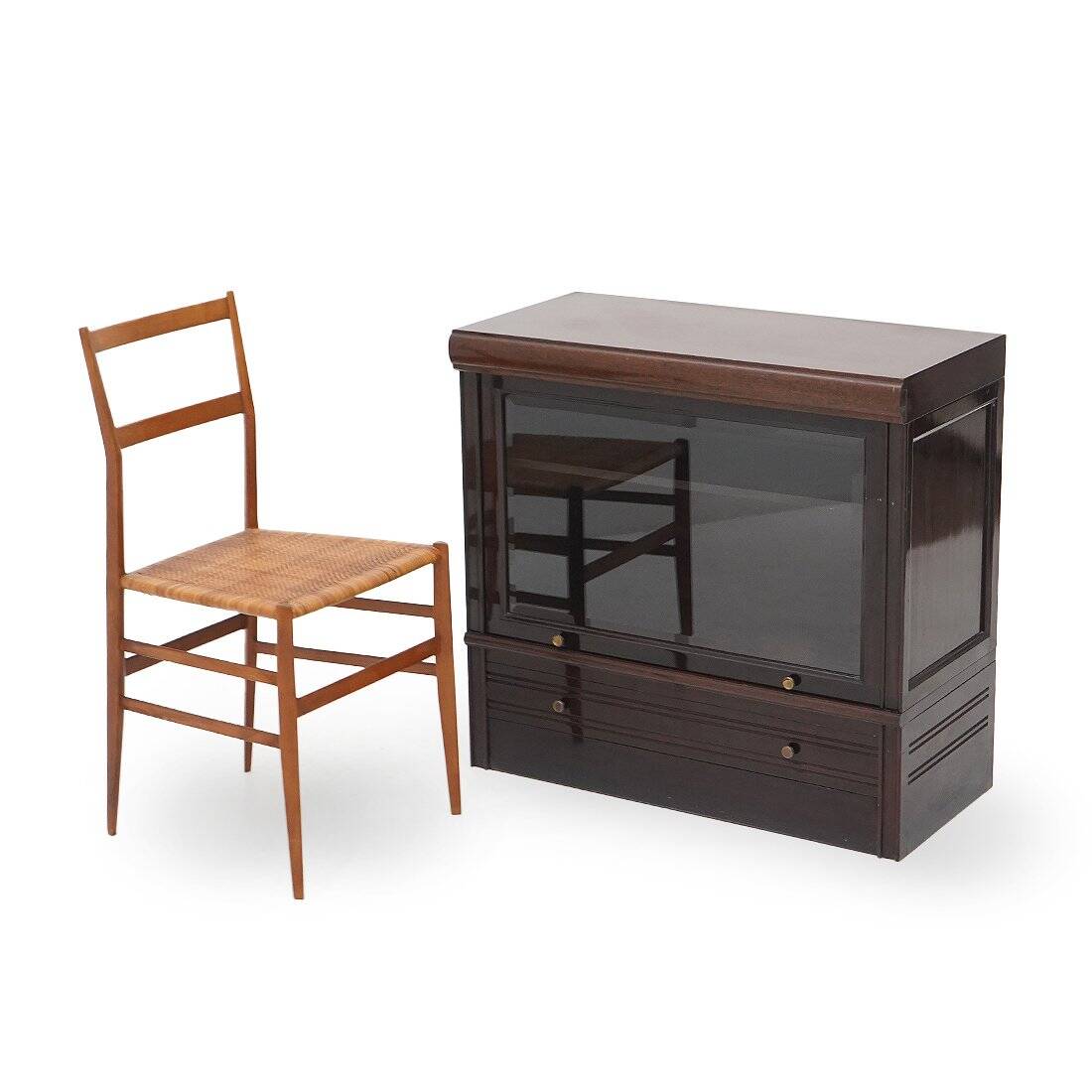 1970s buffet with glass door and drawer