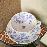 Ancient porcelain cup from eastern France with Mauve Fleurettes