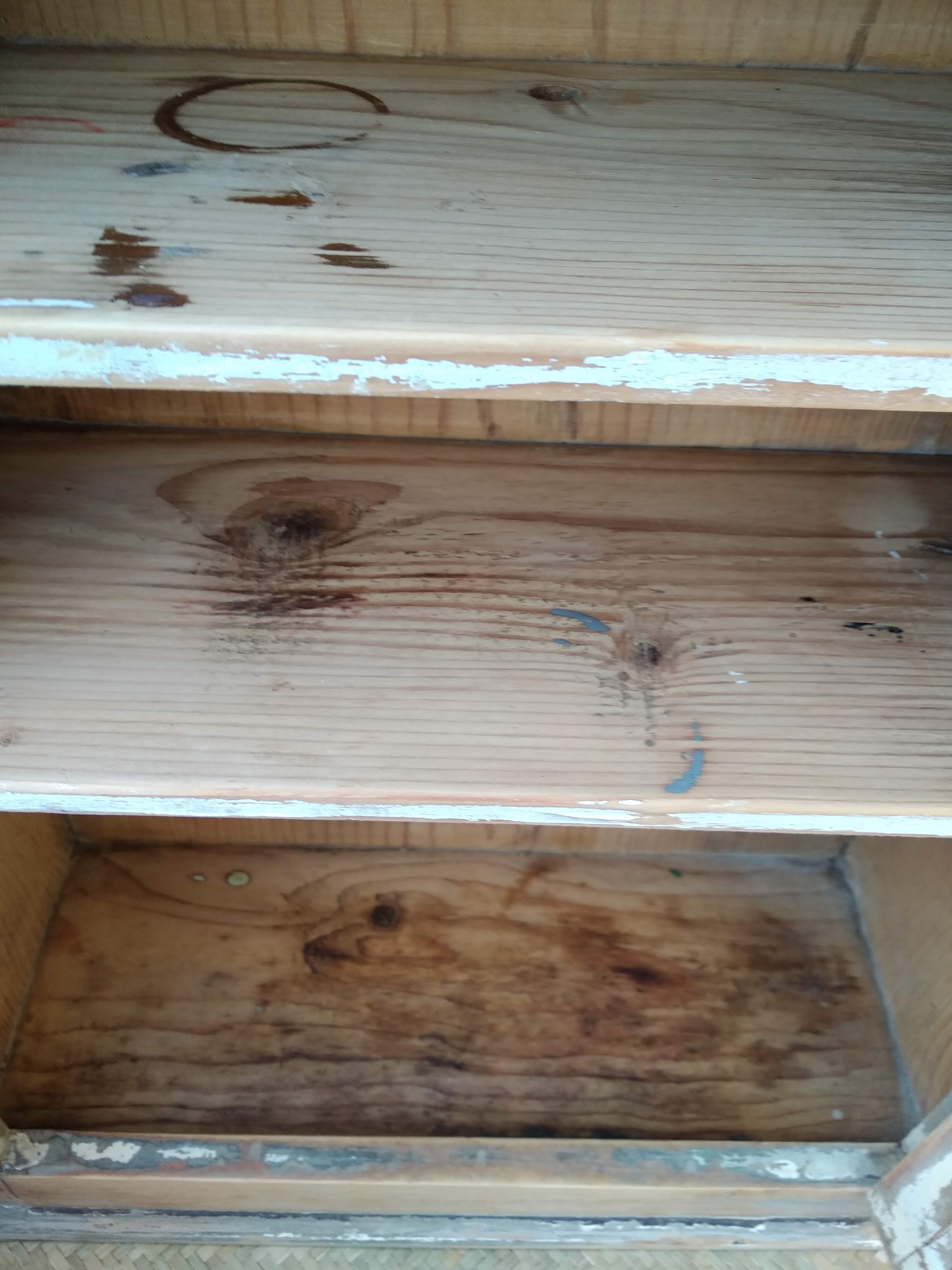 Antique wooden bathroom cabinet patinated