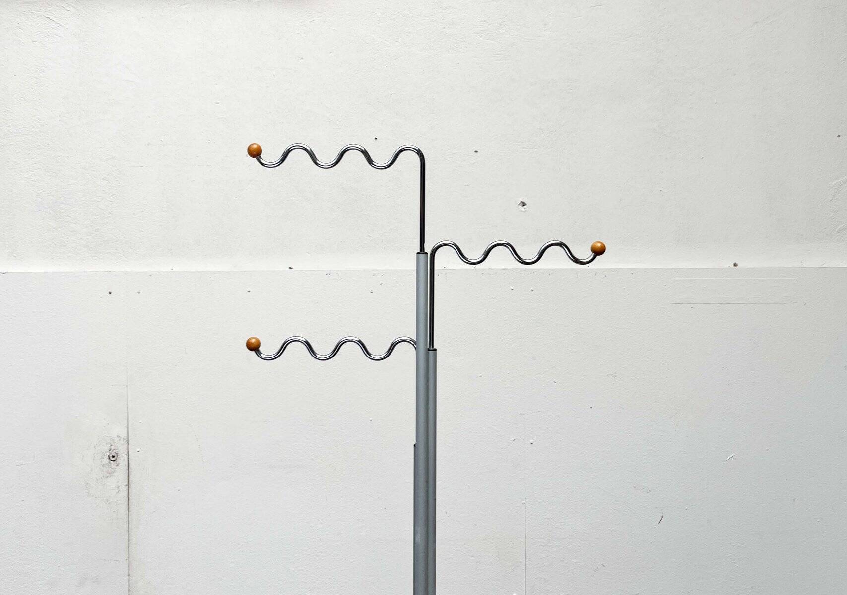 Postmodern German grey metal coat rack by Markus Börgens for D-Tec, 1980s.