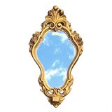Miroir mural vintage en résine dorée à la feuille