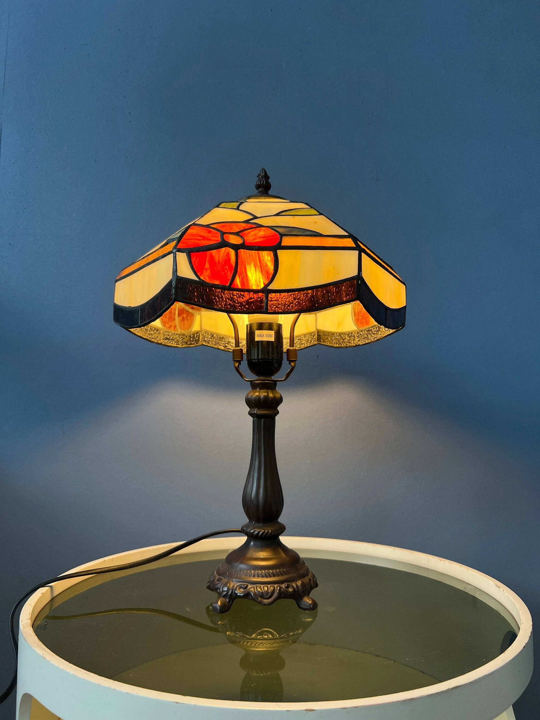 Lampe de table style Tiffany en vitrail, Art déco