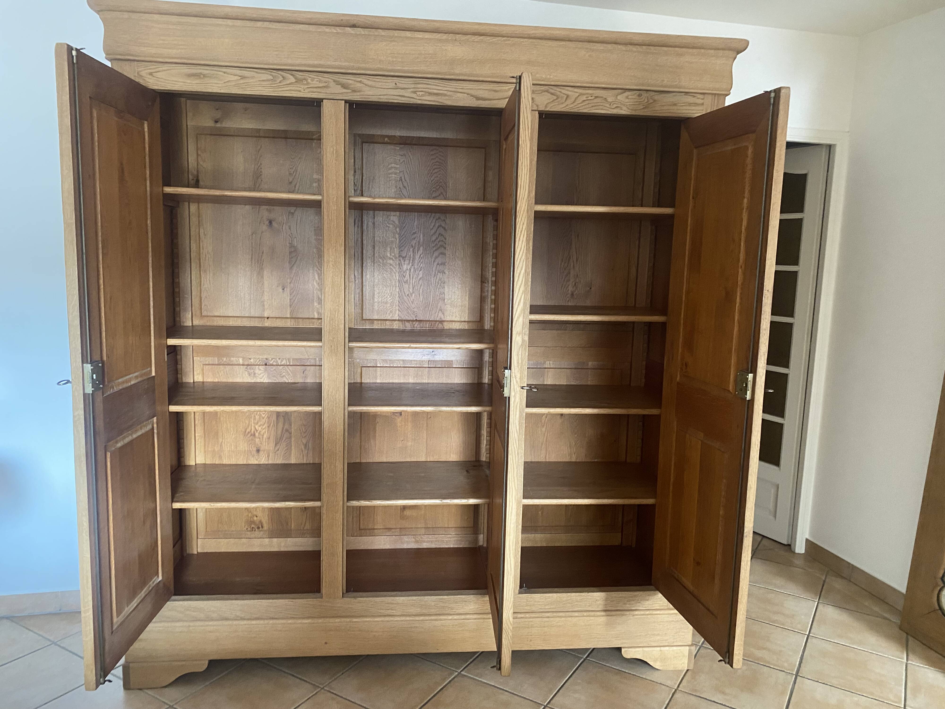 3-door solid oak wardrobe, detachable, sandblasted, wardrobe/lingerie.