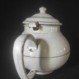 White enamelled sheet metal teapot