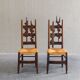 2 sculptural brutalist high-back chairs