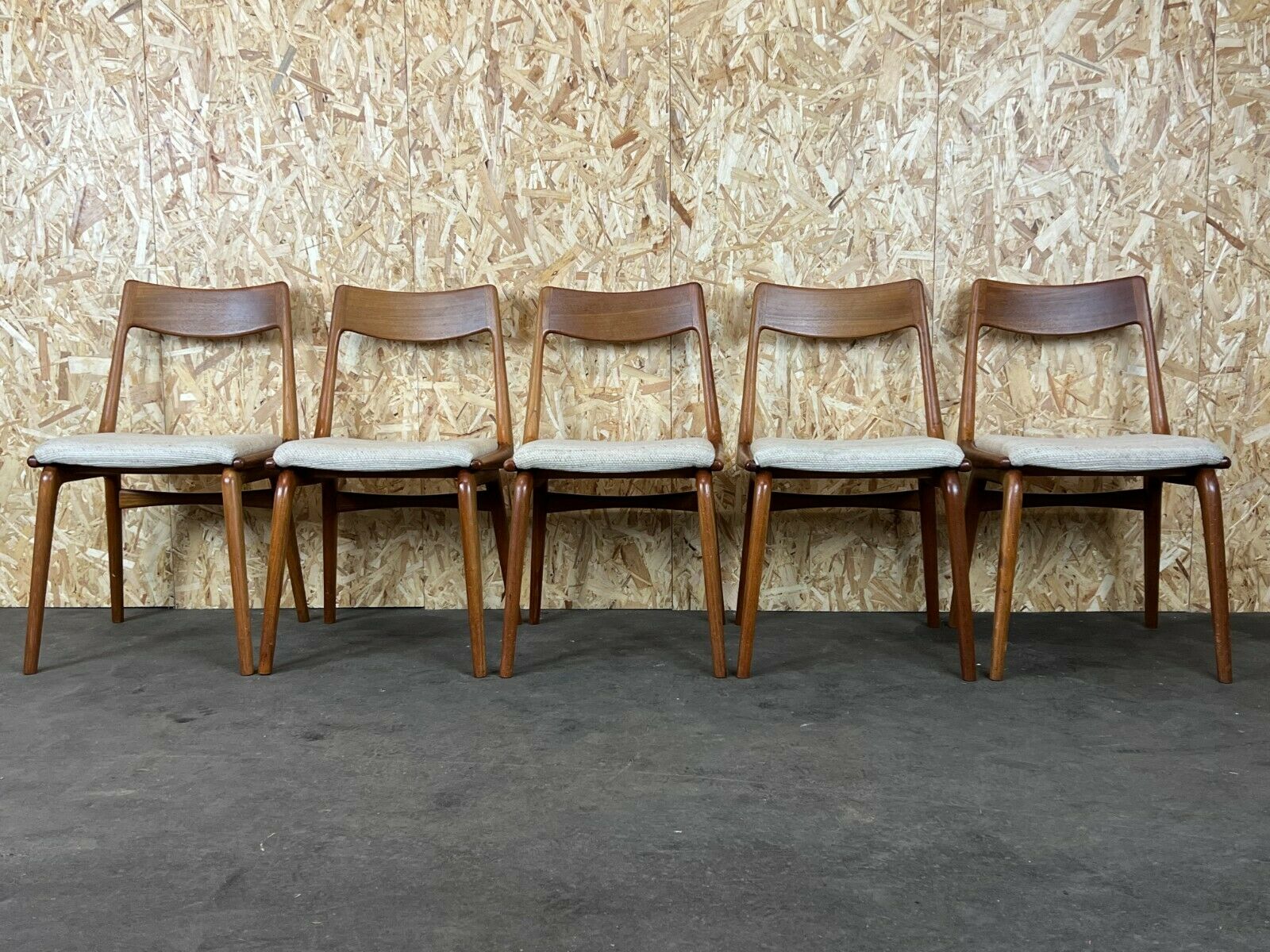 Set of 5 Boomerang chairs Alfred Christensen Slagelse Møbelværk teak 60s 70s