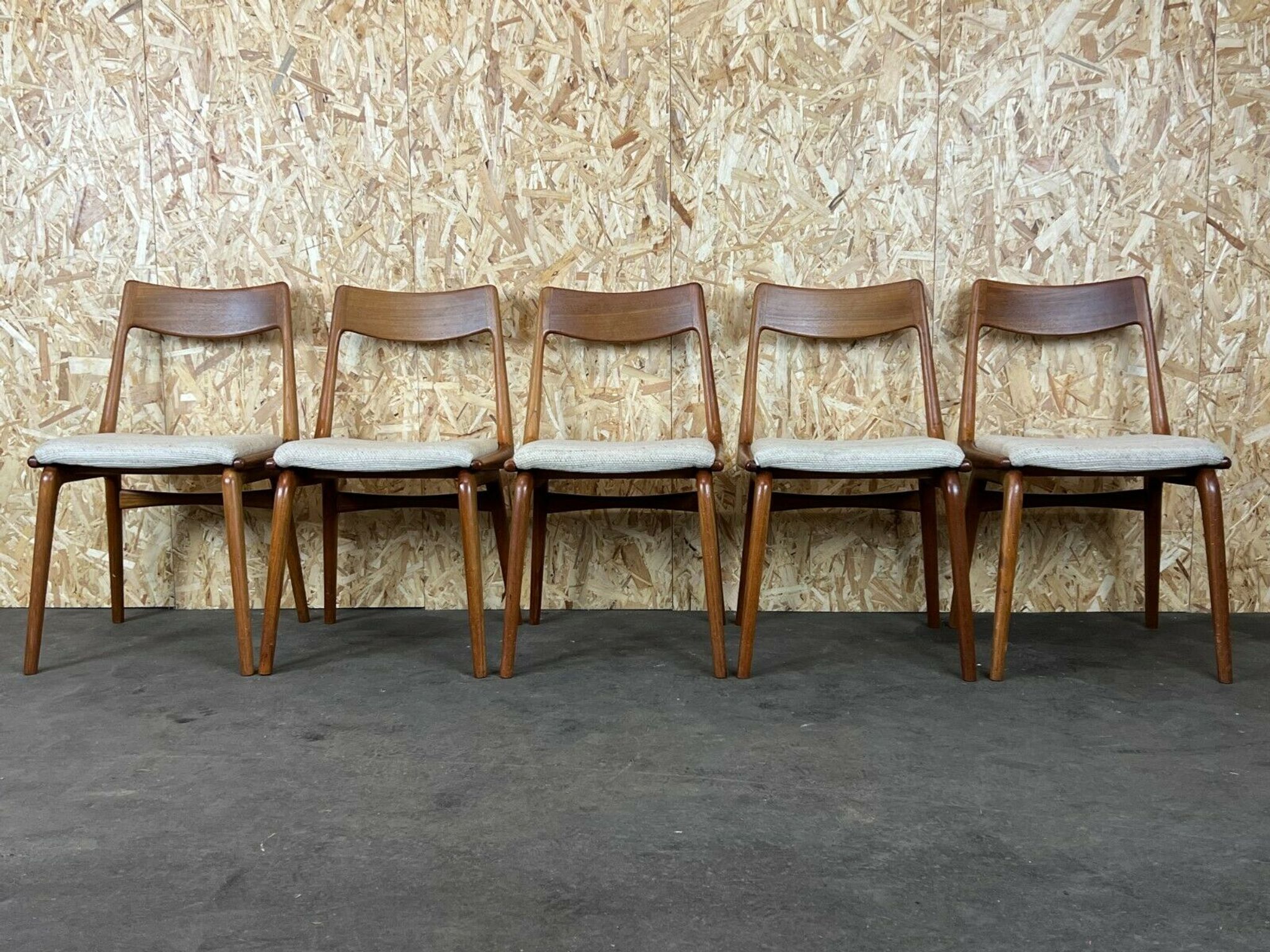 Set of 5 Boomerang chairs Alfred Christensen Slagelse Møbelværk teak 60s 70s