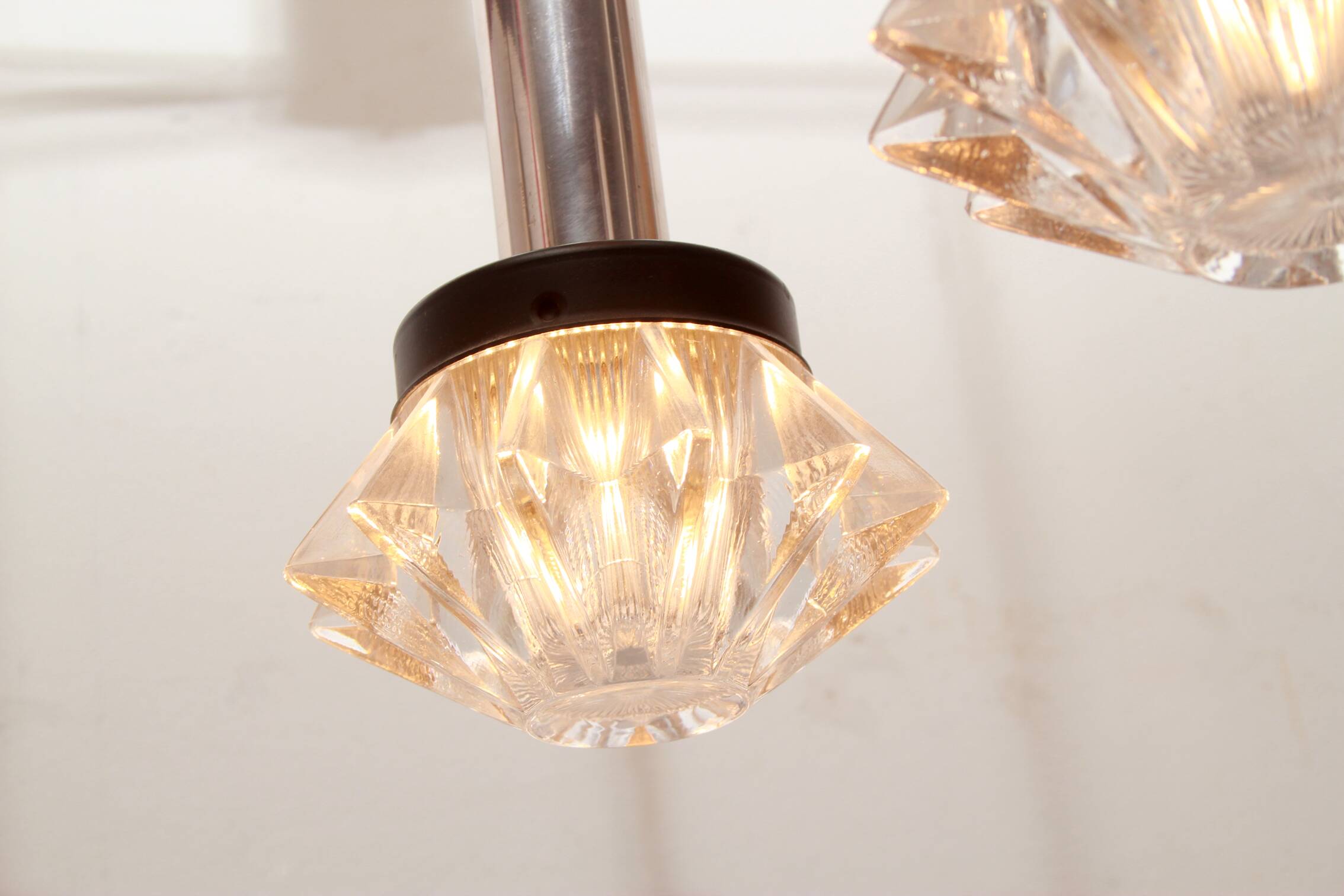 1970s pendant cascade lamp in chrome and glass