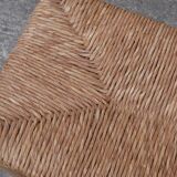 Wood and straw vintage bench