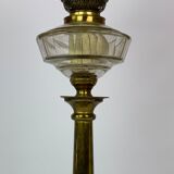 Kerosene lamp of brass with shade of white opaline glass, 1860