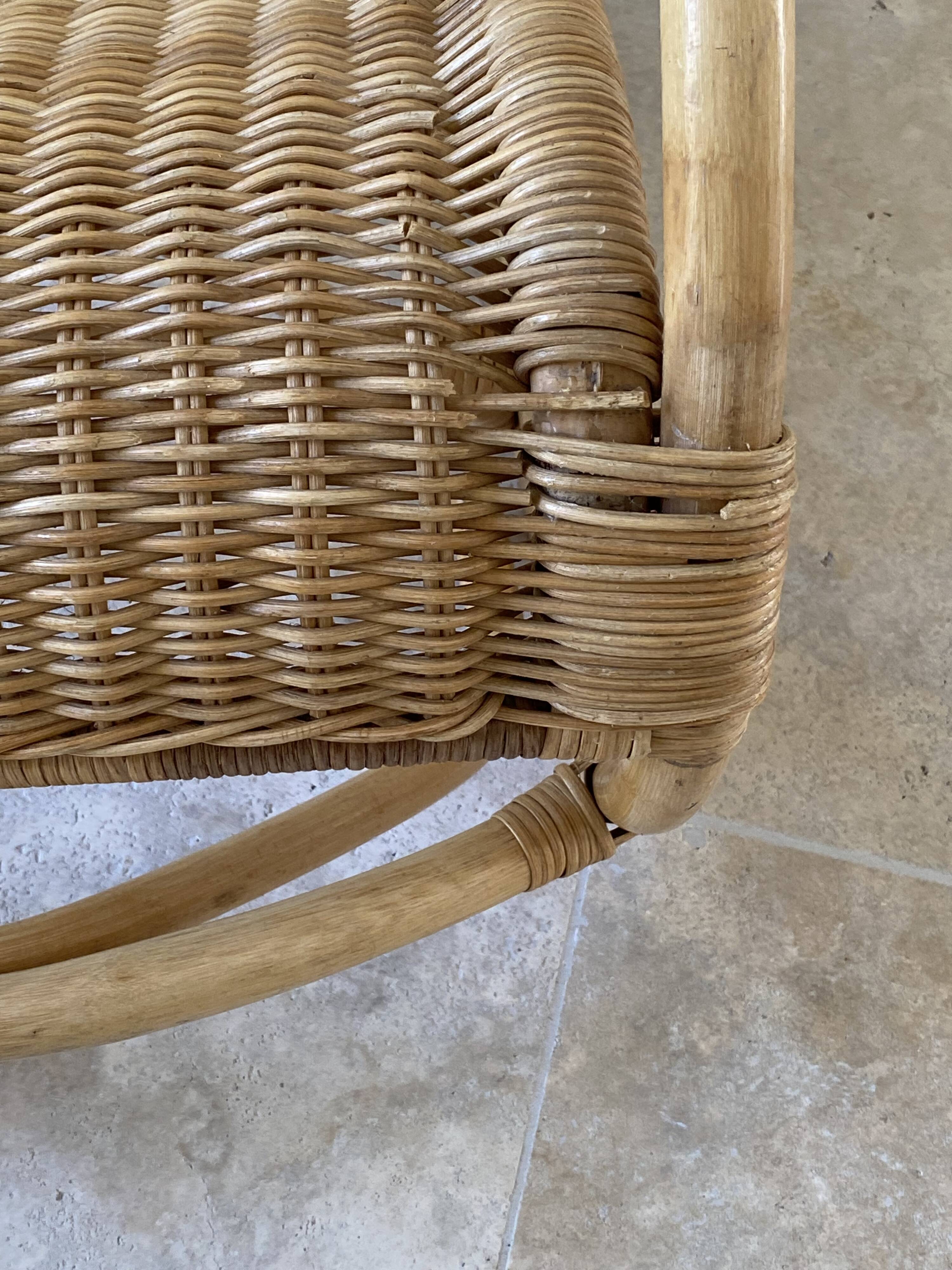 Natural rattan rocking chair.
