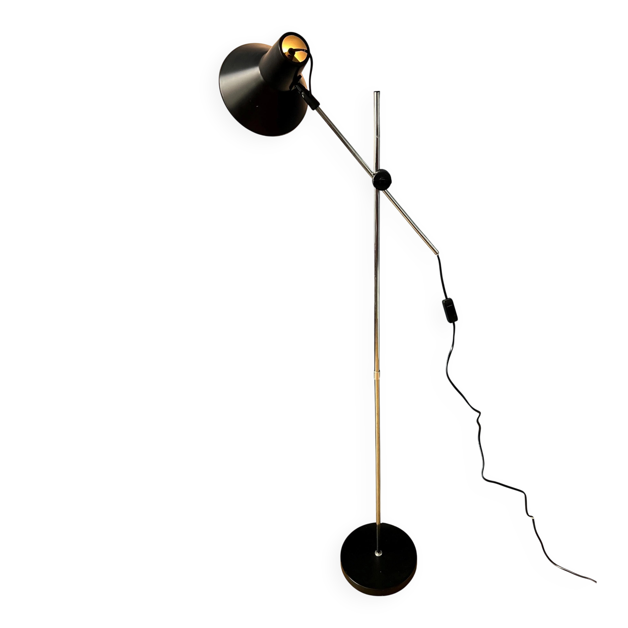Lampadaire vintage noir réglable dans le style de Hoogervorst