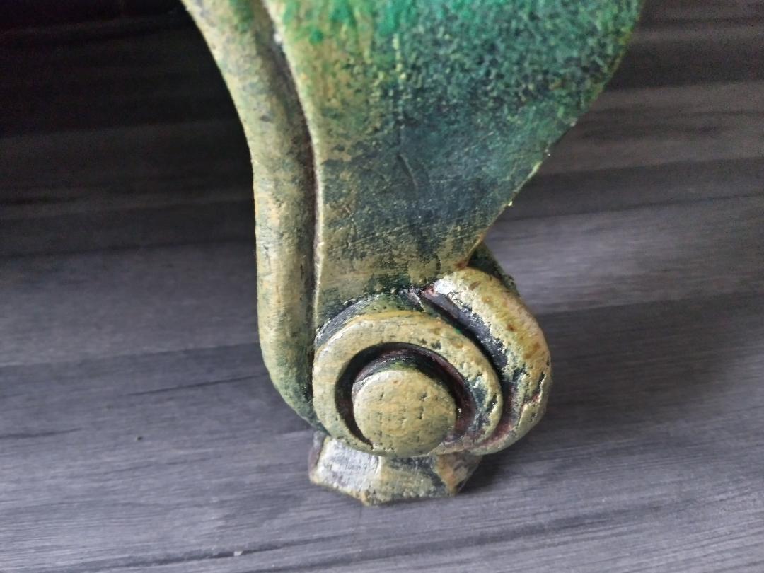 Buffet style Louis XV green and golden cerusé.