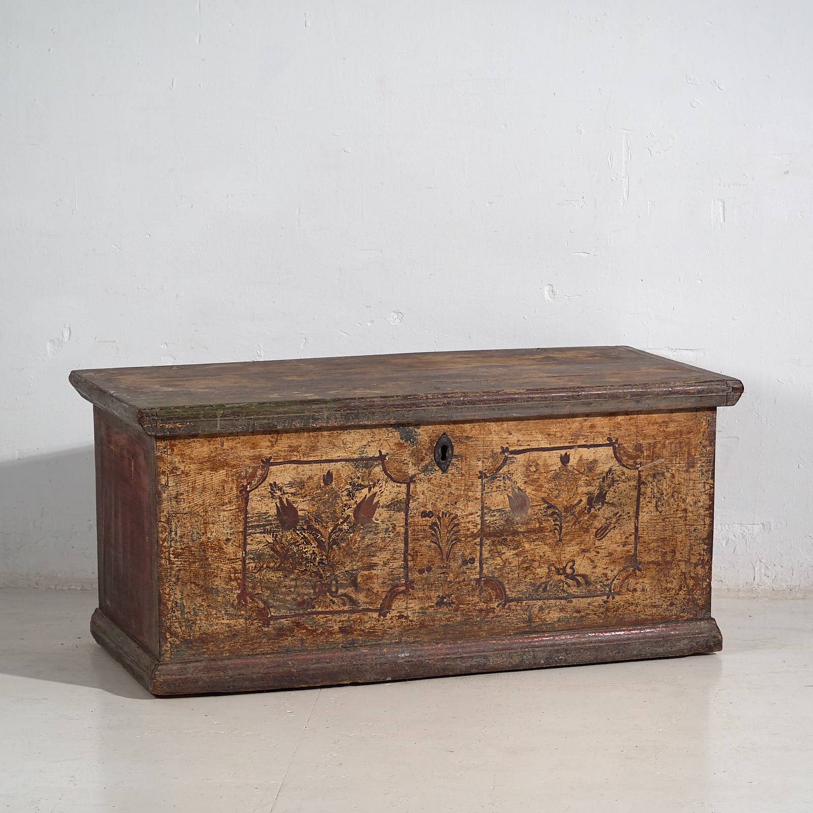Antique solid gilded wooden chest dated 1846 #86