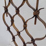 Large hammered wrought iron table candlesticks, gilded, 1950s, 60s