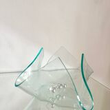 1970s glass trinket tray shaped like a handkerchief