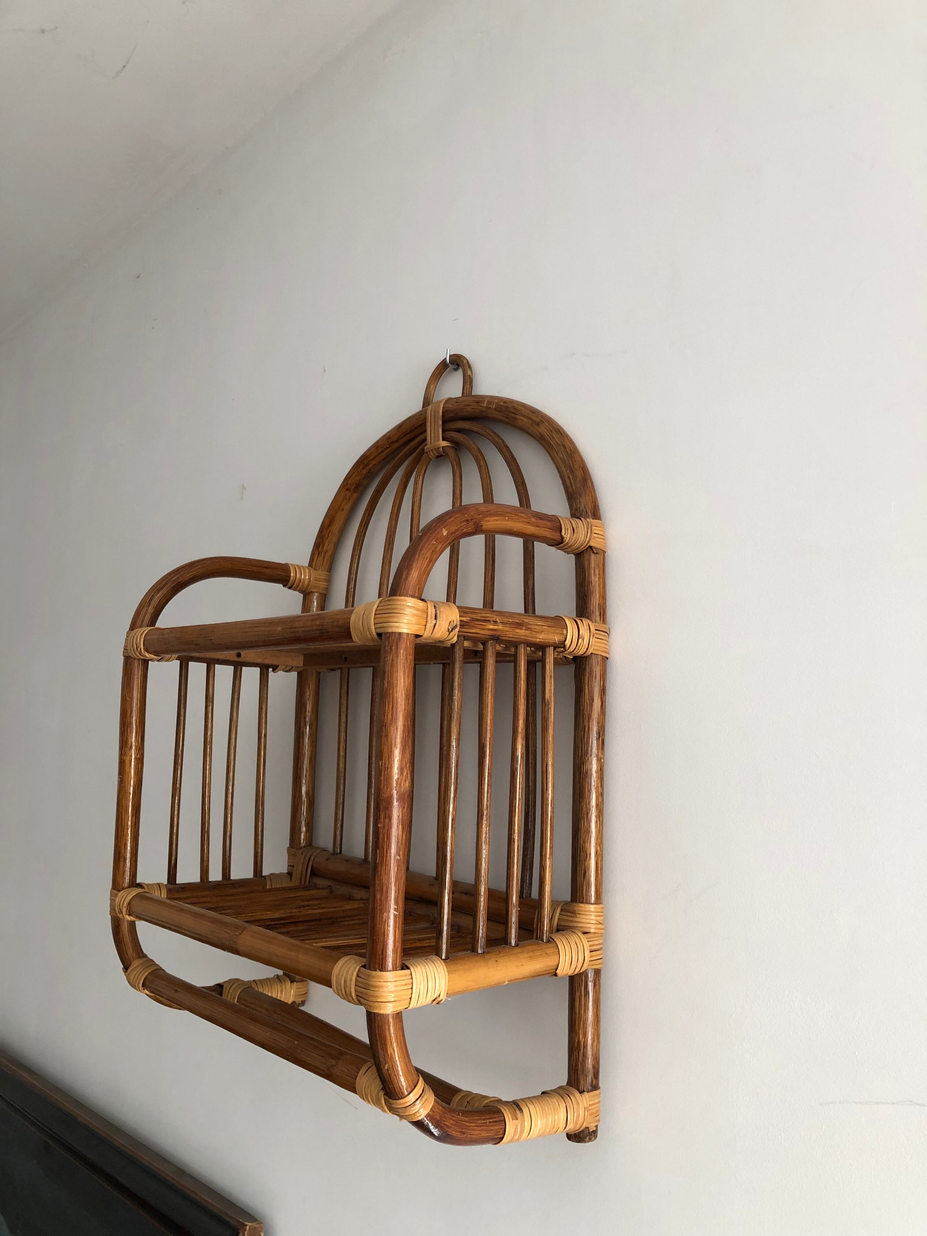 Vintage rattan shelf