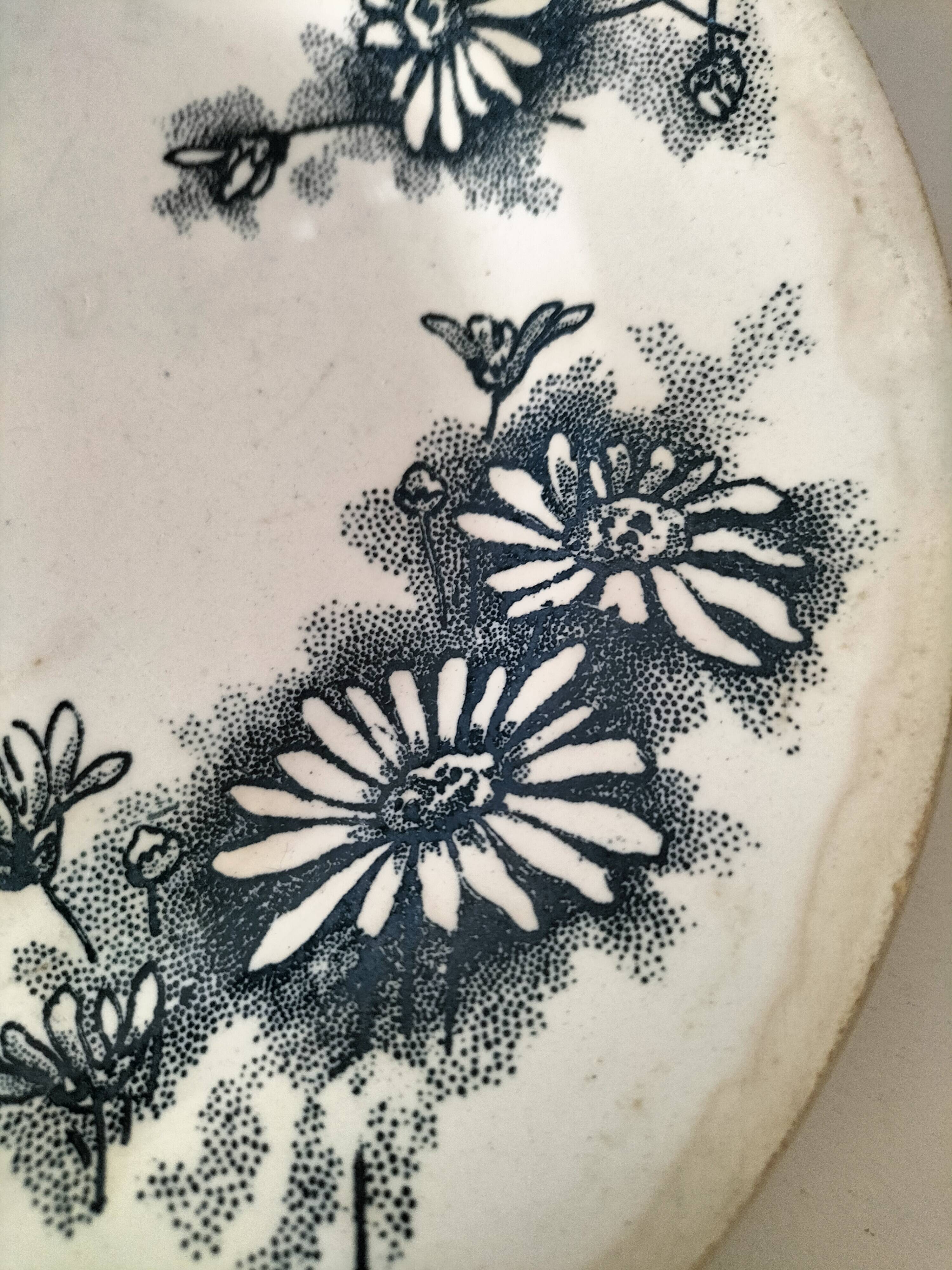 Set of 6 ironstone plates in shades of blue, late 19th to early 20th century.