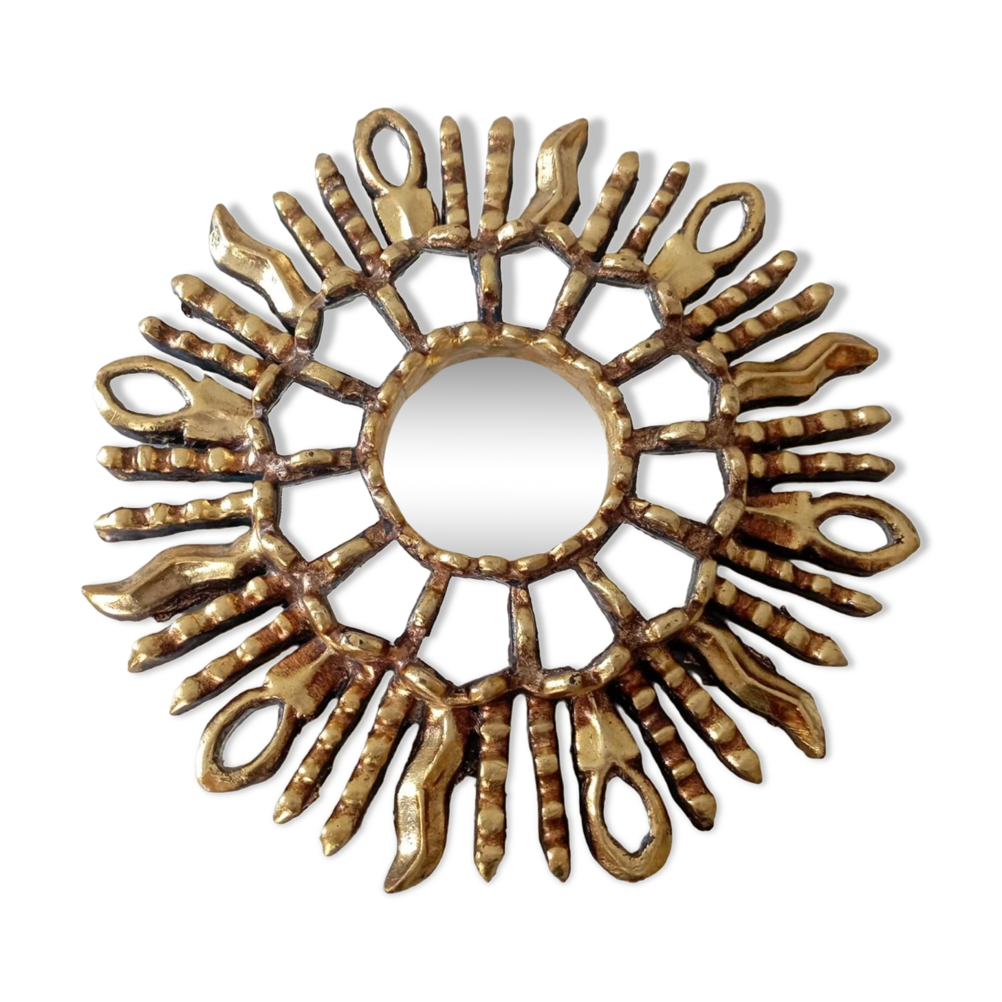 Golden wood sun mirror