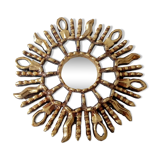 Golden wood sun mirror