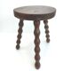 Vintage tripod stool in solid wood beaded feet