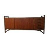 Enfilade chêne brossé et bambou japonisante 1970