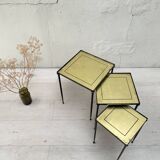 Suite of metal and glass nesting tables.