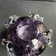 Gros vase boule à base plane en verre soufflé violet et blanc