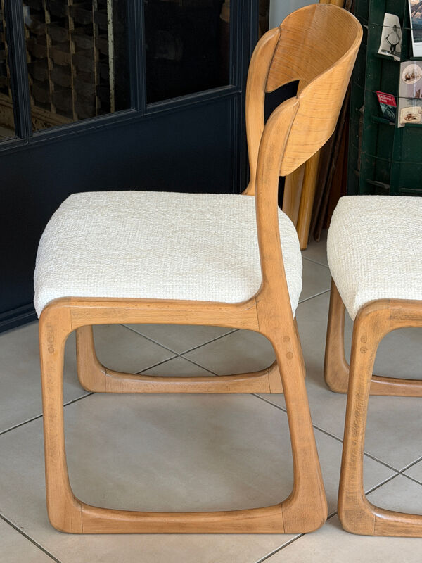 Ancienne paire de chaises Baumann traîneau vintage