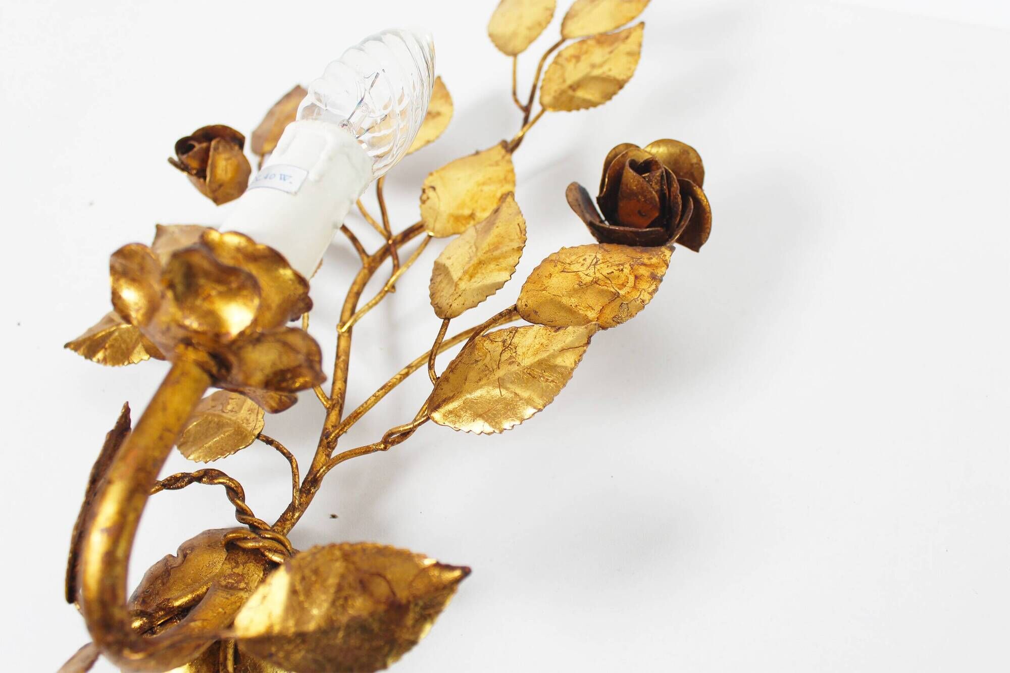 Antique Italian gilt rose wall lights by Hans Kogl