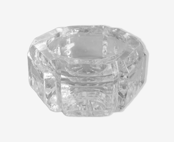 Bougeoir en verre moulé hexagonal