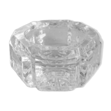 Small hexagonal molded glass candle holder