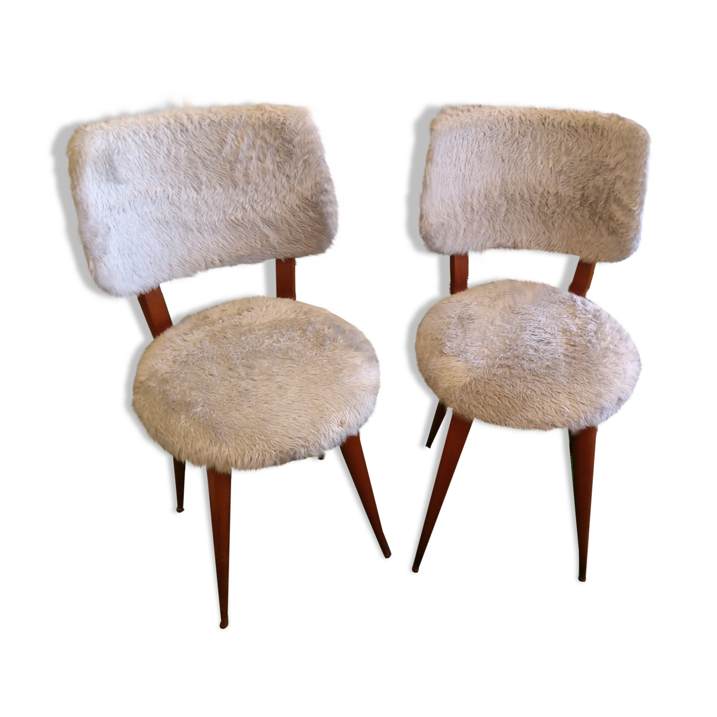 Pair of seventies chairs with compass feet