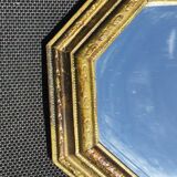 Octagonal Tuscan Wall Mirror. Art Deco. Iridescent wood/brass frame.