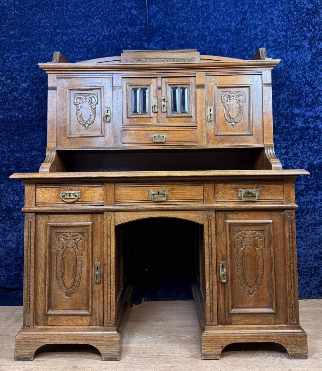 Art Nouveau period stepped desk in carved oak circa 1900