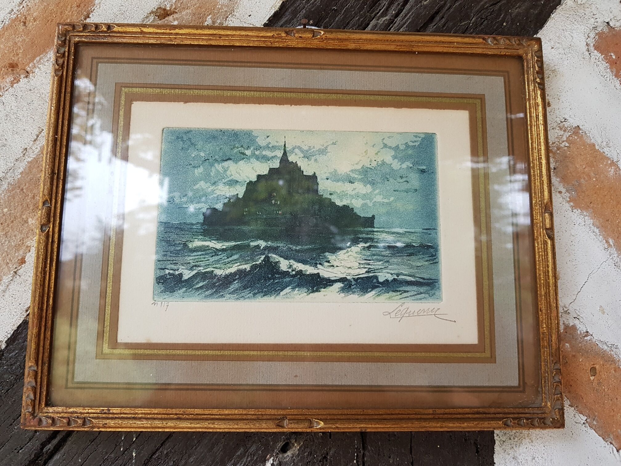 Tableau aquarelle Mont St Michel encadré
