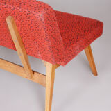 Red Midcentury Modern Oak Sofa, 1950s, Original well preserved upholstery