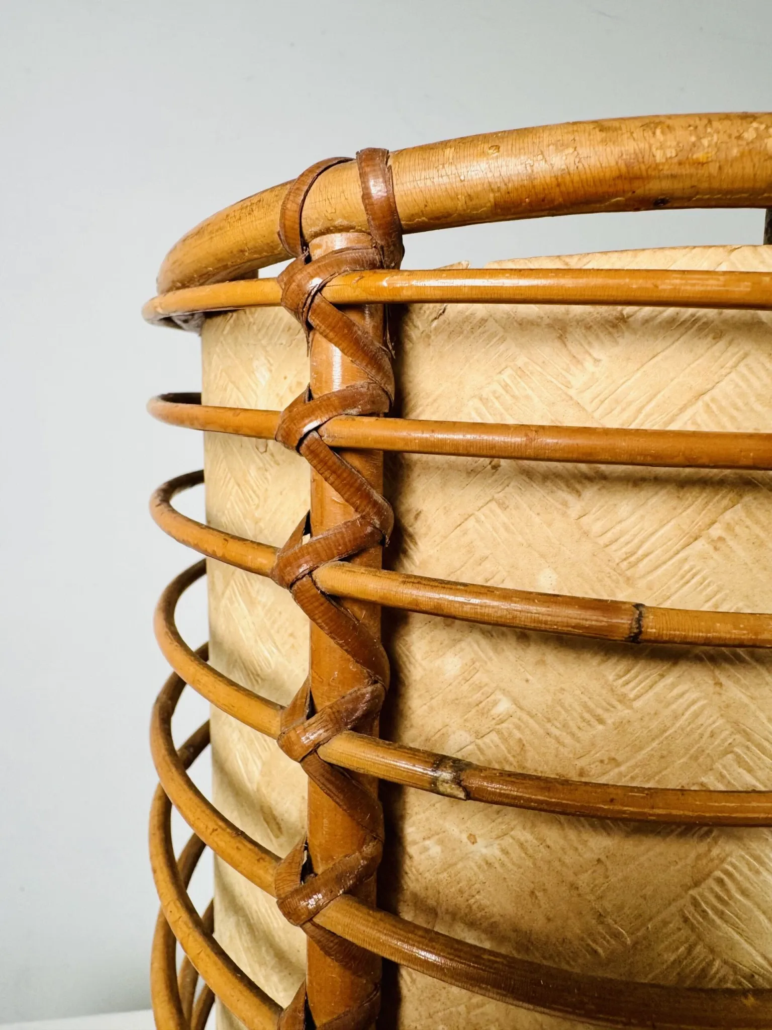 Louis Sognot Bamboo And Parchement Table Lamp, France, 1960S