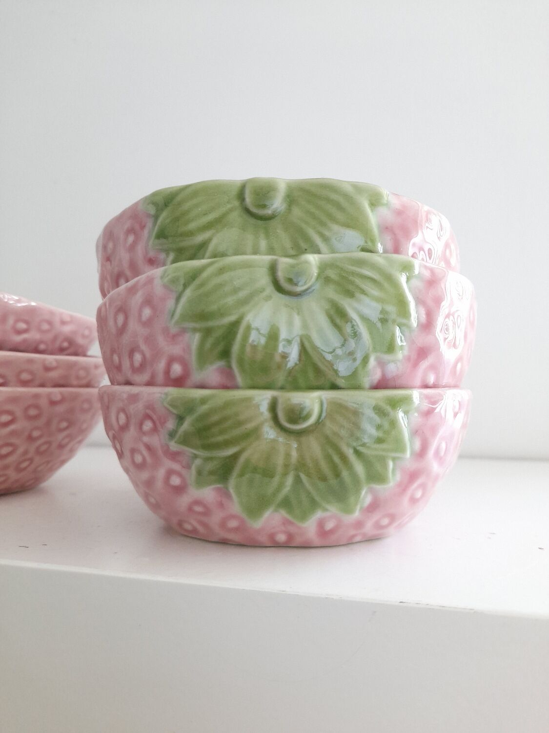 Set of 6 Bordallo Pinheiro strawberry cups