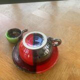 Breakfast service, two-tone glazed ceramic, vintage 1950