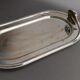 1960s vintage silver-plated oval tray with swan head handles.