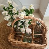 Vintage wicker bottle rack