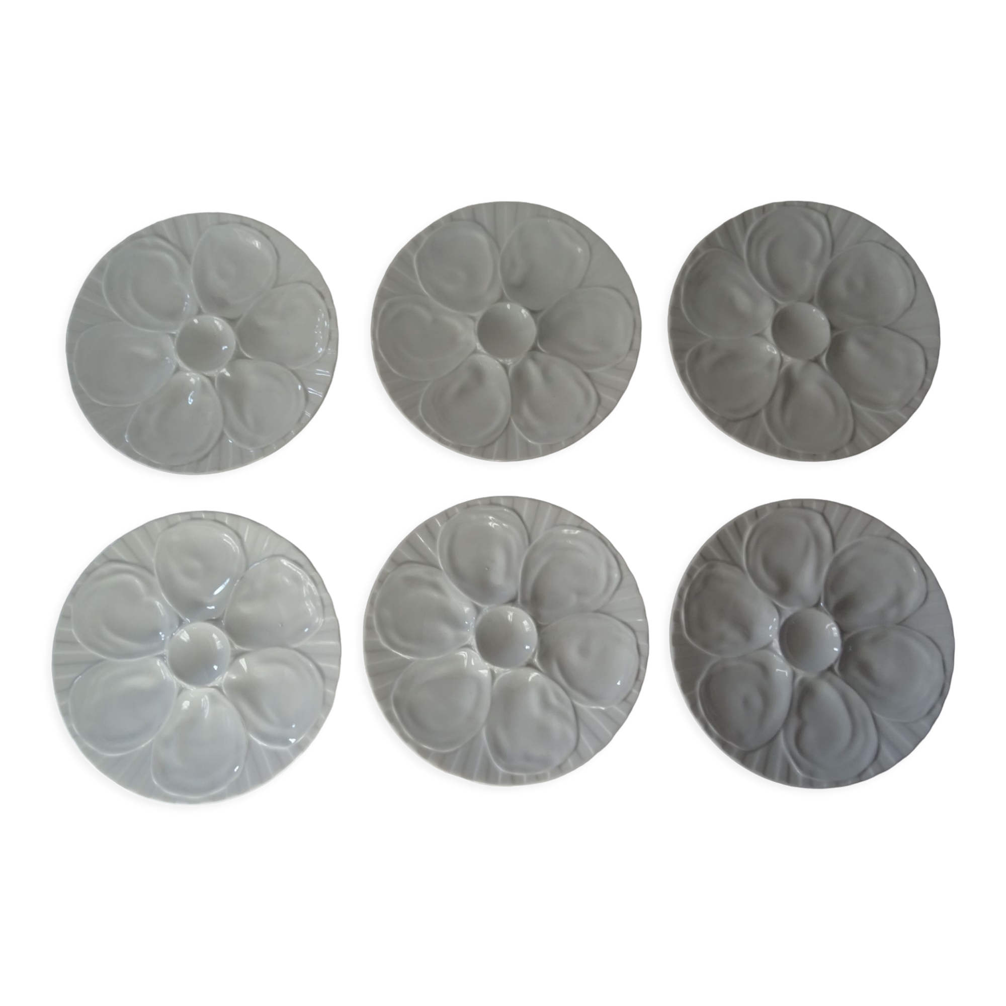 6 white oyster plates 470112 Charles Pillivuyt antique porcelain