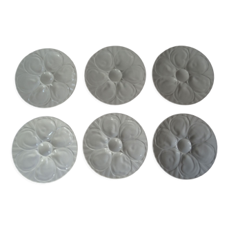 6 white oyster plates 470112 Charles Pillivuyt antique porcelain