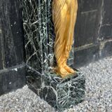 Empire style fireplace in antique green marble and gilded bronzes circa 1880