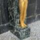 Empire style fireplace in antique green marble and gilded bronzes circa 1880