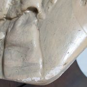 Bust of a woman "the elegant"XIXth in painted plaster signed on its solid wood base