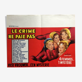 Affiche cinéma "Le Crime ne paie pas" Danielle Darrieux 36x48cm 1962