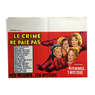 Affiche cinéma "Le Crime ne paie pas" Danielle Darrieux 36x48cm 1962