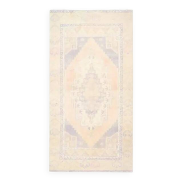 Tapis  turc Oushak fait main en laine et coton beige 123x241